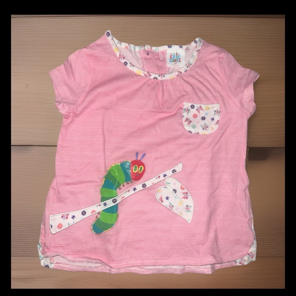 Girls 4T Pink Striped with A Very Hungry Caterpillar Graphic Tee